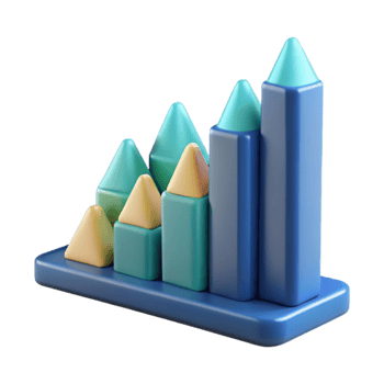 3D Ascending Blocks Data Visualization Chart png