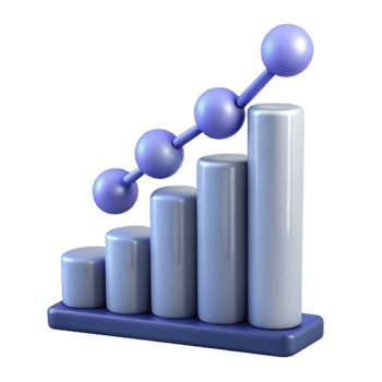 Growth Chart Upward Trend, Data Visualization, Progress, 3D Render png