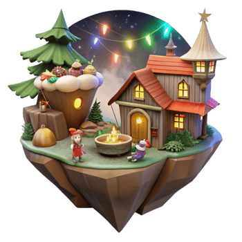 Enchanted Winter Village Festive Cottage, Cozy Holiday Scene png