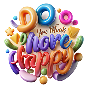 Do More, Be Happy Colorful 3D Typography png