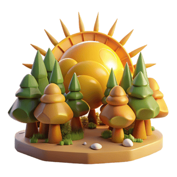 Sunny Forest 3D Cartoon Landscape png