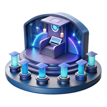 Futuristic Stage Design Neon Lights, Elevated Platform, and Pillars png
