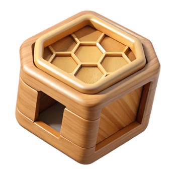 Wooden Honeycomb Puzzle Box A 3D Design png