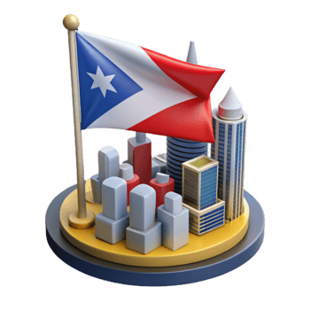 Island Metropolis Cityscape with Flag png