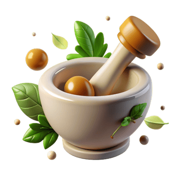 Herbal Remedy Grinding Herbs in Mortar and Pestle png