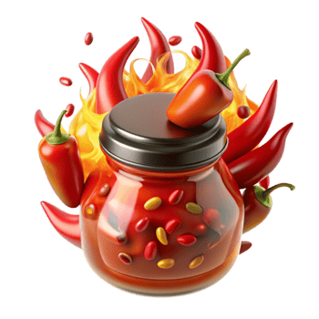 Spicy Chili Pepper Sauce in Glass Jar png