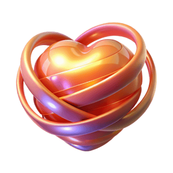 Abstract Heart 3D Render of Intertwined Rings png