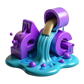 3D Render Abstract Colorful Liquid Pouring Over Letters png