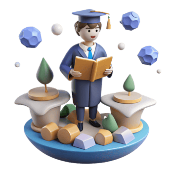 Graduate Reading Book 3D Render of Academic Success png