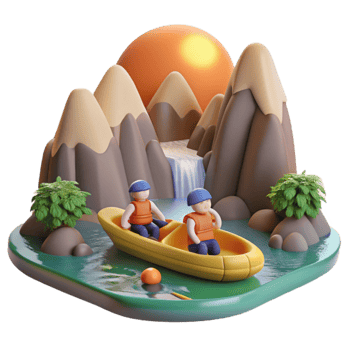 Sunset River Adventure Two Adventurers in a Kayak png