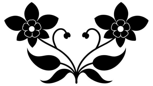 Minimal asymmetrical floral art great for modern vector