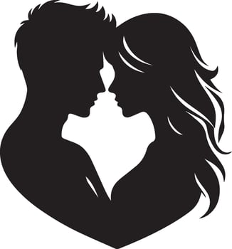unrecognizable silhouette of a couple hugging each other on isolated white background . vector