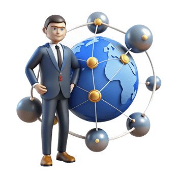 Global Network Businessman and Worldwide Connections png