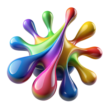 Rainbow Paint Splatter Abstract 3D Design png
