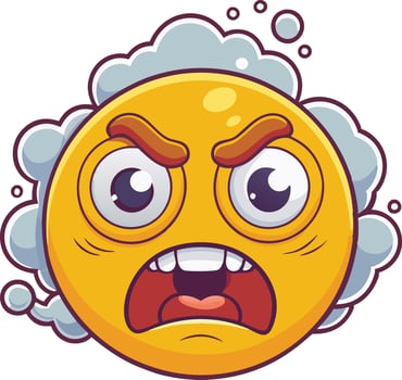 Frustrated emoji illustration with red face, steam, and angry expression, symbolizing irritation, rage, or heated emotions vector