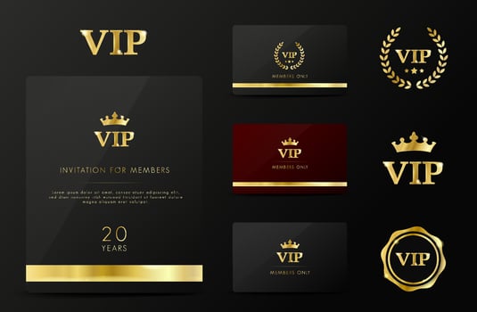 Exclusive vip premium set. Premium golden logo VIP Card Luxury design. vector