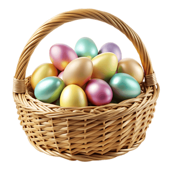 easter basket with pastel eggs High-quality transparent image, Happy Easter holiday concept, Romania, png