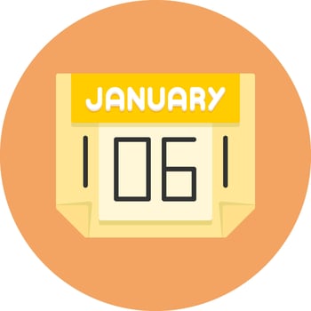 6 January Icon for Creative Projects vector