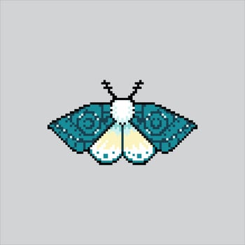 Pixel art illustration Moth. Pixelated Butterfly Moth. Moth Butterfly Insect Icon pixelated for the pixel game and icon for website and game. old school retro. vector