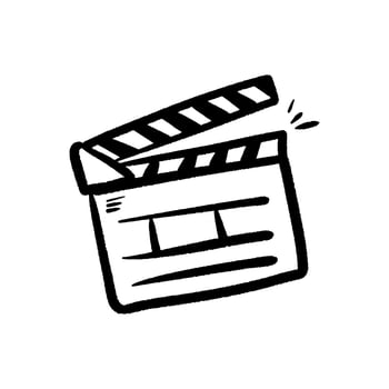 Movie clapperboard doodle icon on white background vector