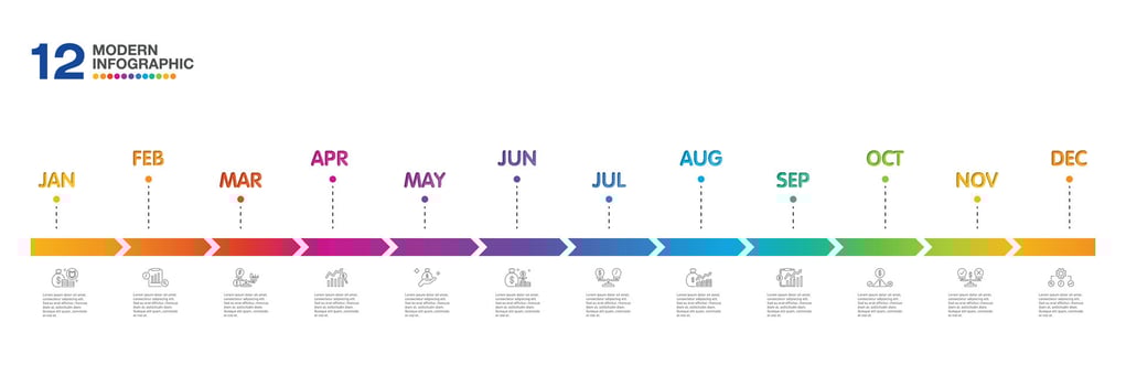 Infographic for presentation 12 months in 4 quarter can used for workflow layout vector