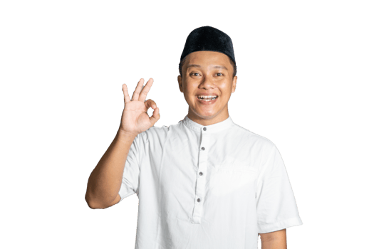 Muslim Asian man with white shirt and black cap png
