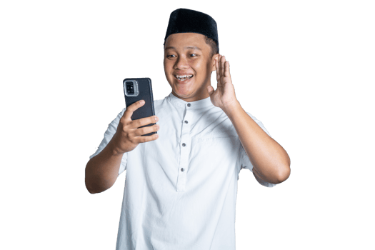 Muslim Asian man wearing white shirt and black cap png