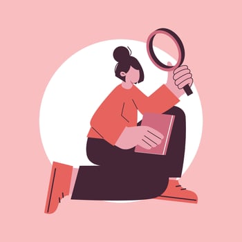 girl looking magnifying glass education illustration vector
