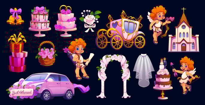 Wedding marriage and Valentine day love characters vector