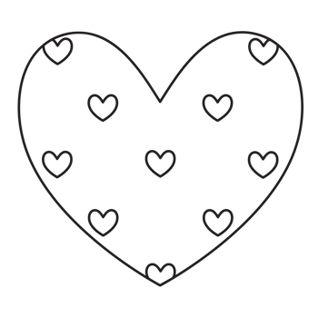 Transparent heart outline background with small heart patterns all over the heart. png