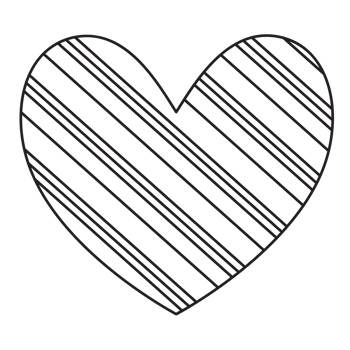 Transparent background outline of a heart with straight lines pattern all over the heart. png