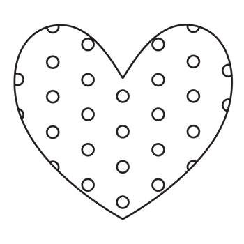 Transparent background outline of heart with circle dot pattern all over the heart. png