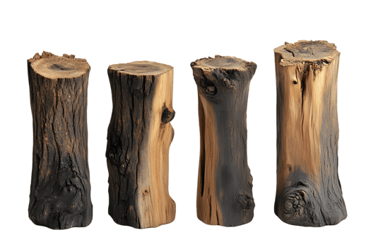 Four Charred Wood Sections png