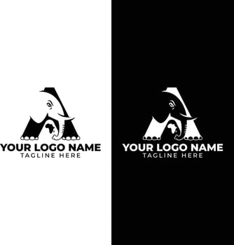 Modern Minimalist Creative Elephant Head With Initial Letter A Logo Design vector