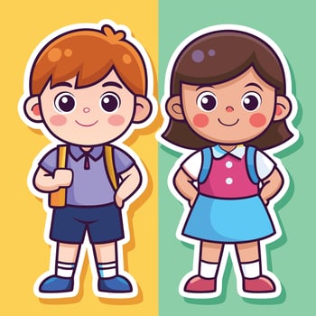 cartoon boy and girl school illustration vector