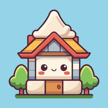 a cute little house with a snowman on top vector