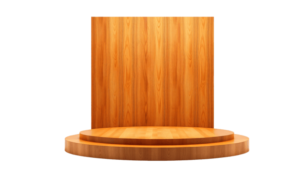 Wooden podium pedestal, cut out, , isolated on transparent background png