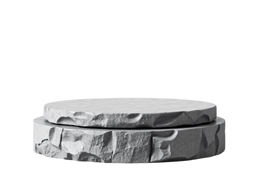 Natural gray stone or rock podium for product display presentation, cut out, , isolated on transparent background png
