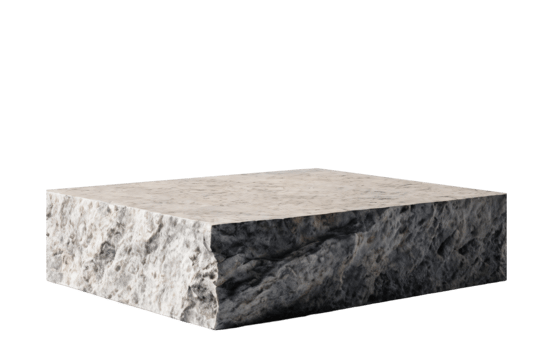 Natural square stone podium, cut out, , isolated on transparent background png
