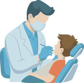 Male Dentist Seeing a Kid Patient. vector