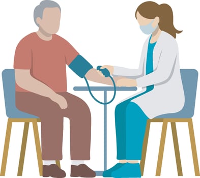 Nurse Take Blood Pressure to Aged Patient. vector