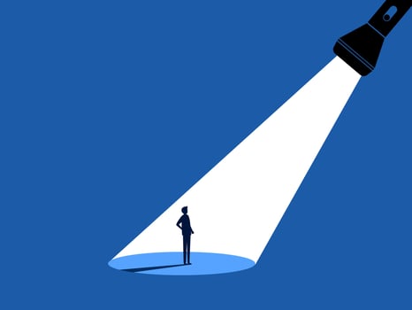Job Recruitment concept, Job Advertisement. Job Search Flashlight vector