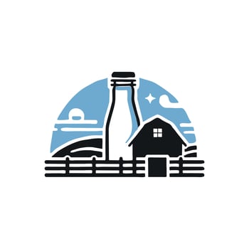 Black and blue logo of dairy farm vector