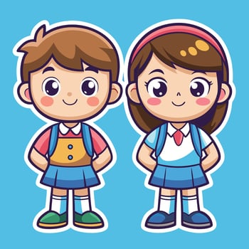 designs cartoon boy and girl school uniformn vector