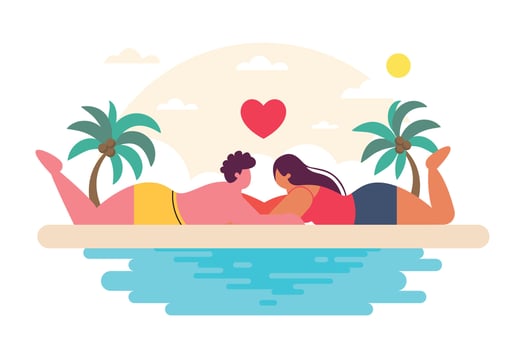 Couples in love on the beach vector