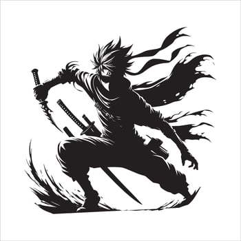Kakashi Hatake and Naruto Uzumaki Anime Ninja with Sword Mask Free Illustration Style vector