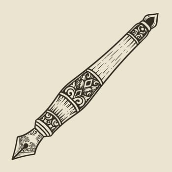 Illustration of vintage pen. Hand drawn illustration in vintage engraving style vector