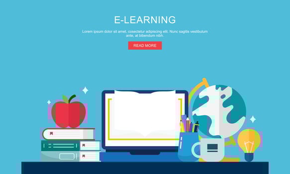 Flat Design Banner Concept for E-Learning and Online Education vector