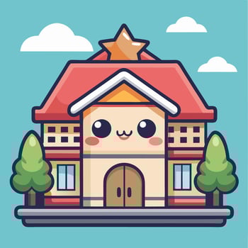 a cartoon house with a star on top vector