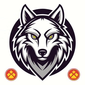 the wolf head is shown in a white background vector